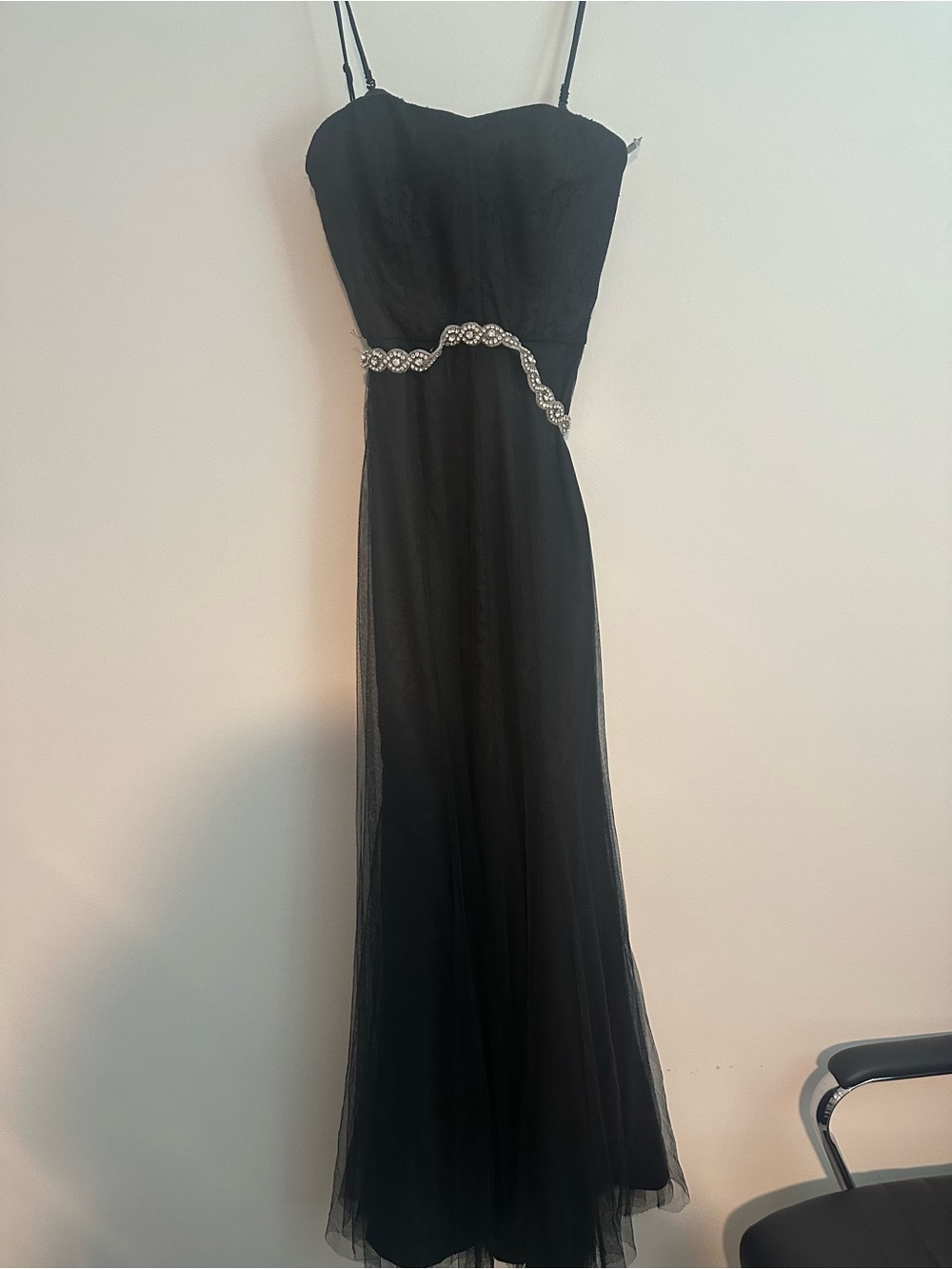 monique lhuillier black bridesmaid dress